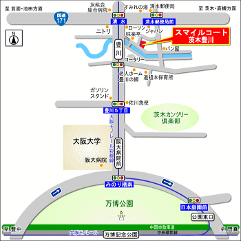 スマイルコート茨木豊川の周辺アクセスマップ